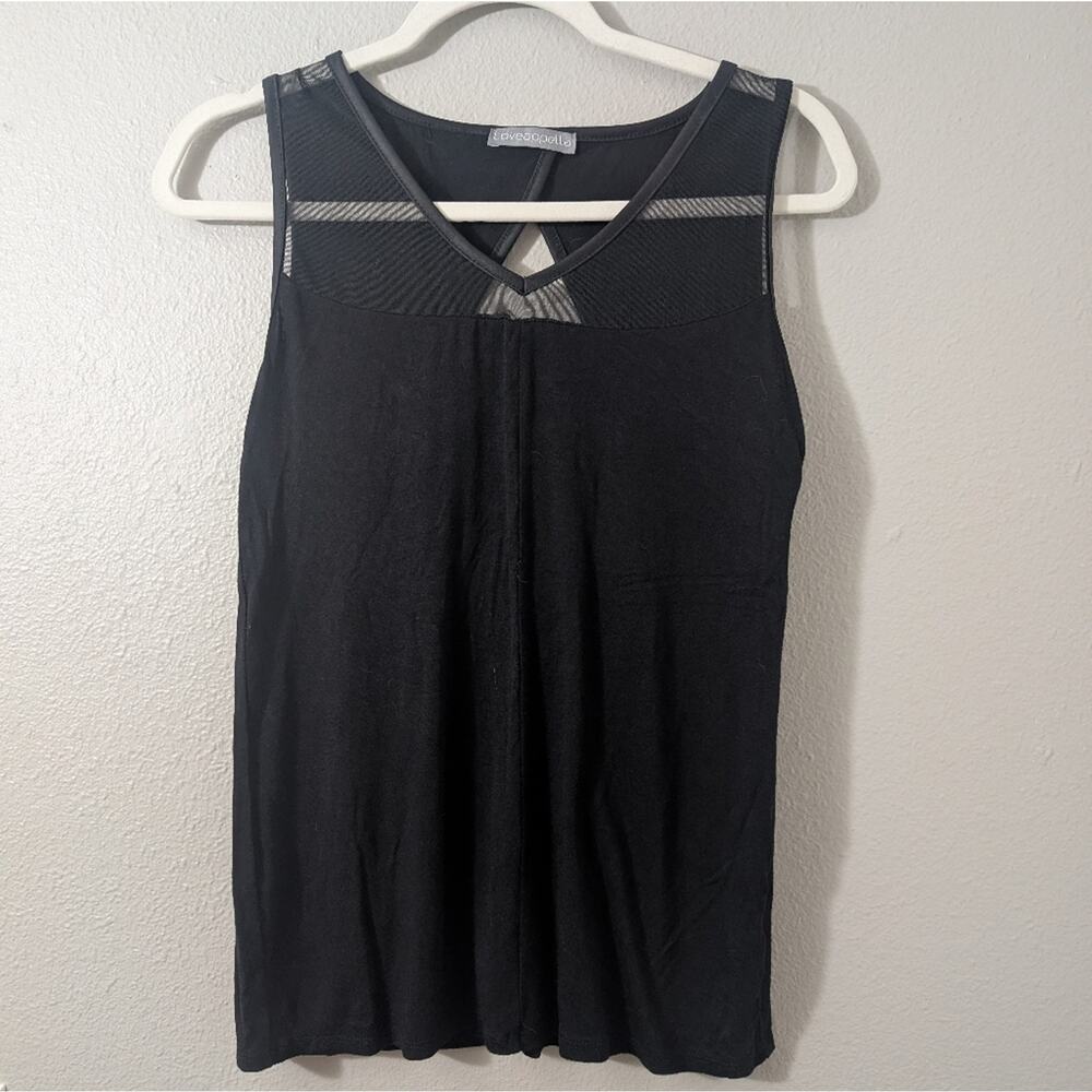 Loveappella Black Mesh Detail Tank Top